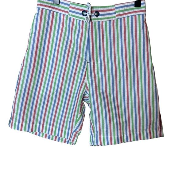 Mini Boden Boys Sz 11-12 Years Swimming Trunks Shorts Stripe Design New NWT - Picture 1 of 6